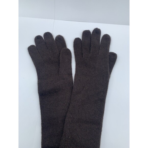 NWT Portolano Women's 100% Cashmere Elbow Length Glove Women's Dark Brown Knit - Picture 3 of 4